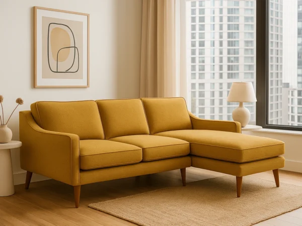 Aria | L Shape Sofa | Mustard Yellow