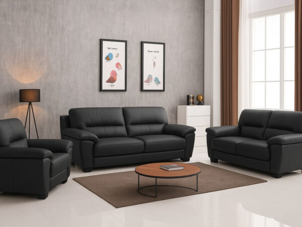 Venizia Leather Sofa | Onyx Black
