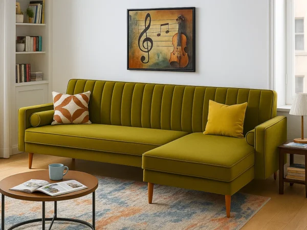 Amora | L Shape Sofa | Moss Green