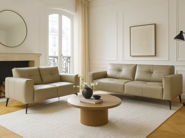 Romanae Napa Leather Sofa | Mustard Stone