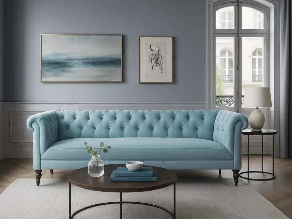 Nova Chesterfield Sofa | Aqua Blue