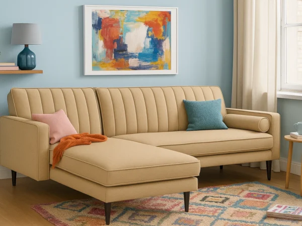Amora | L Shape Sofa | Camel Beige