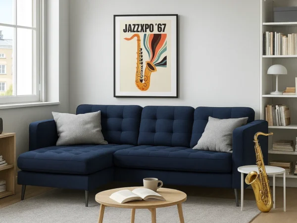 Linda | L Shape Sofa | Midnight Blue